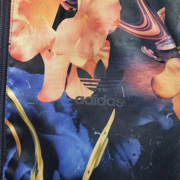 Adidas Originals J Rose Track Bomber Jacket Floral Logo Multicolor Full Zip Boho - Picture 2 of 6